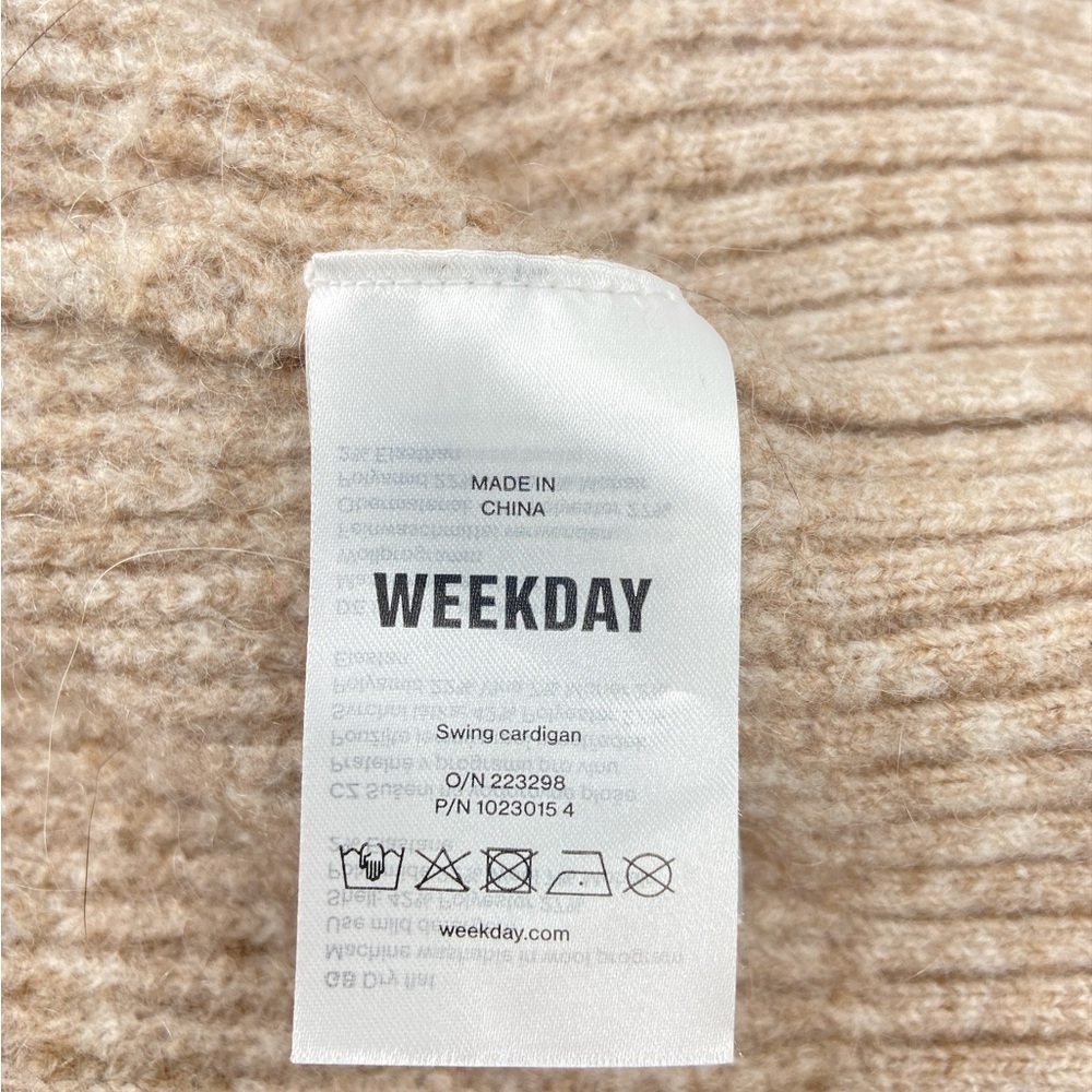 Weekday Swing Cardigan Oatmeal Mohair Wool Large - Picture 6 of 8
